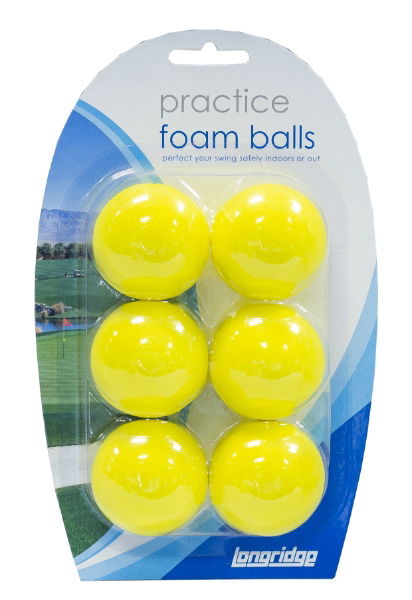 Longridge Yellow Foam Practice Balls - 6 Pack