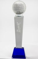 Crystal Golf Trophy With Golf Ball - 235mm