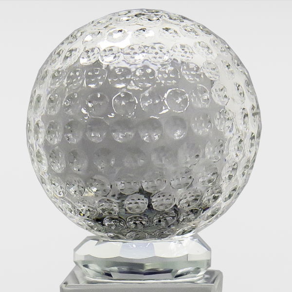 Crystal Golf Trophy With Golf Ball - 180mm