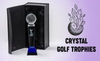 Crystal Golf Trophy With Golf Ball - 235mm